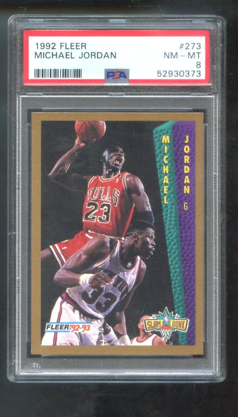 1992-93 Fleer #273 Michael Jordan PSA 8 Graded Basketball Card NBA Slam Dunk Chicago Bulls 1992-1993 92-93