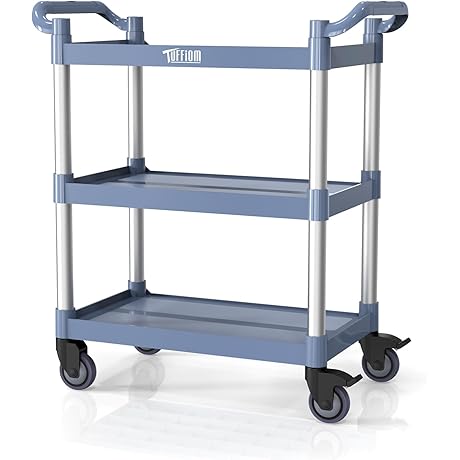 TUFFIOM 3-Tier Plastic Rolling Utility Service Cart