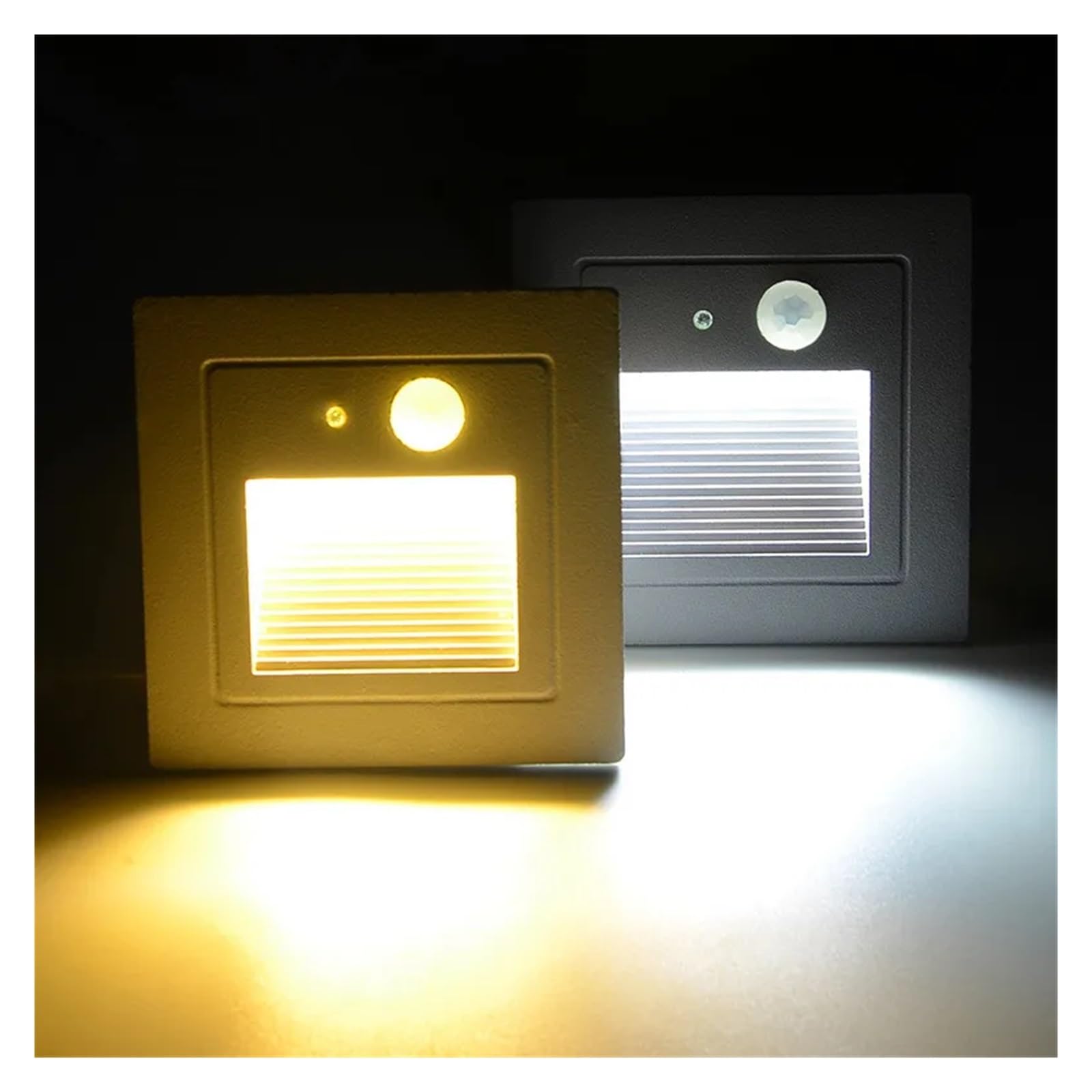 Wpuszczana lampa ścienna z czujnikiem ruchu inteligentna lampka nocna LED krok do schodów drabina schodowa przedpokój sypialnia aluminium 110 V 220 V(Black Body,WARM WHITE 3000K_5W WITH SENSOR)