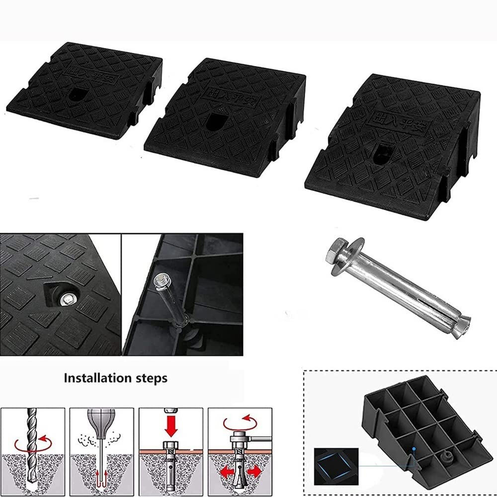Rampe Bordure De Trottoir, Rampes De Seuil En Plastique, Rampes De Trottoir Haut 7-19cm, Rampes Accès Robuste Pour Allées Voitures Camions Moto Scooter(B,25 * 40 * 16cm(9.8 * 15.7 * 6.3in))