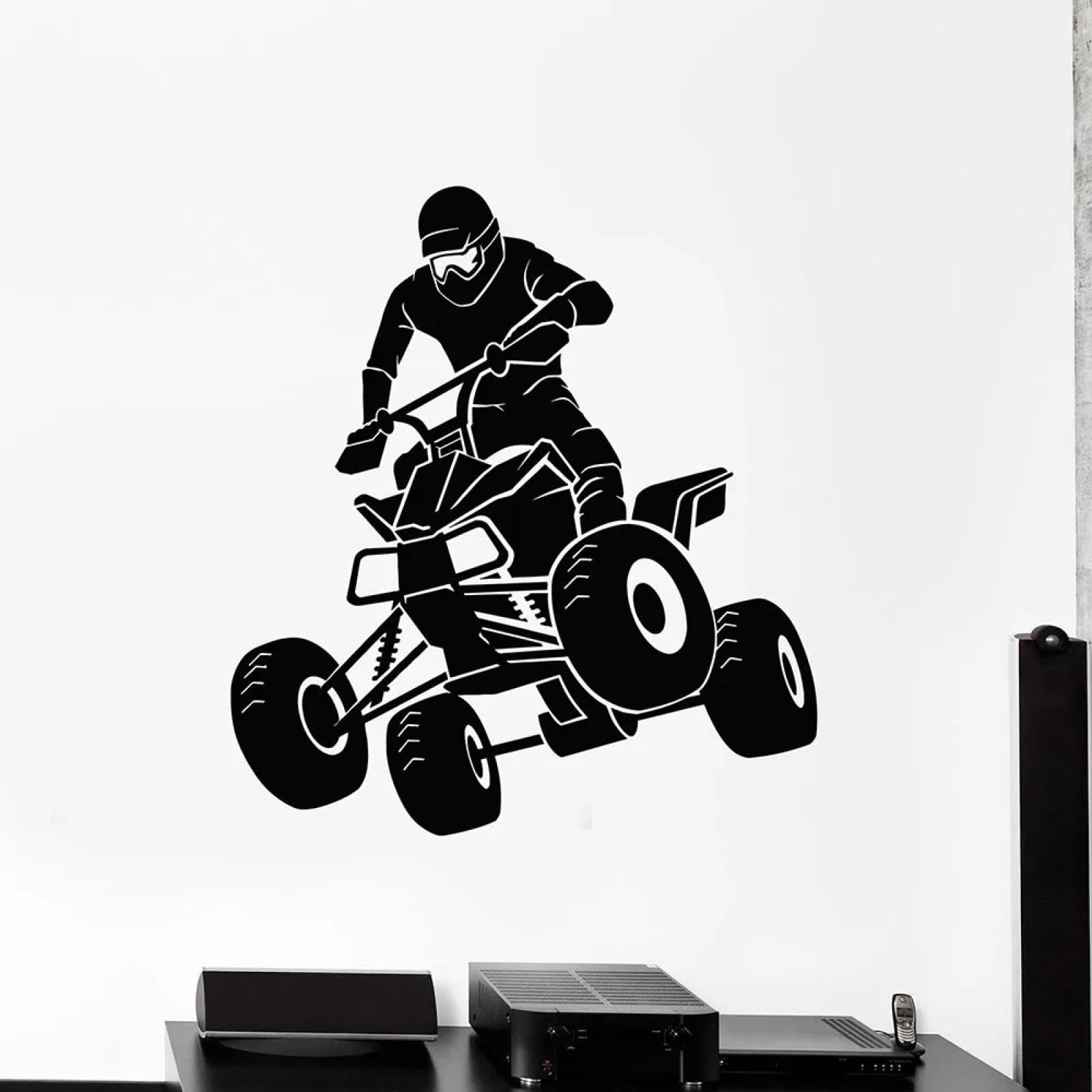WEIMEIJIE Four-Wheeled Motorcycle Rider Extreme Sports Sticker, Men's Mountain Bike Downhill Bicycle Art wall Sticker