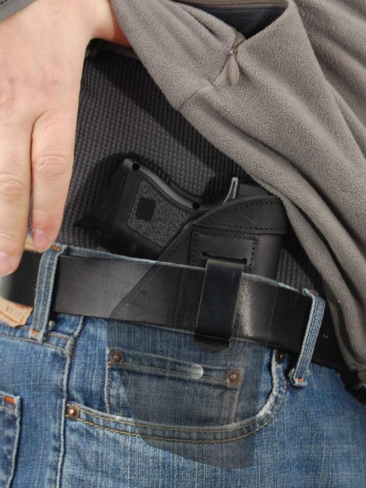 Barsony Black Leather Inside The Waistband Holster for Compact-Subcompact 9mm 40 45