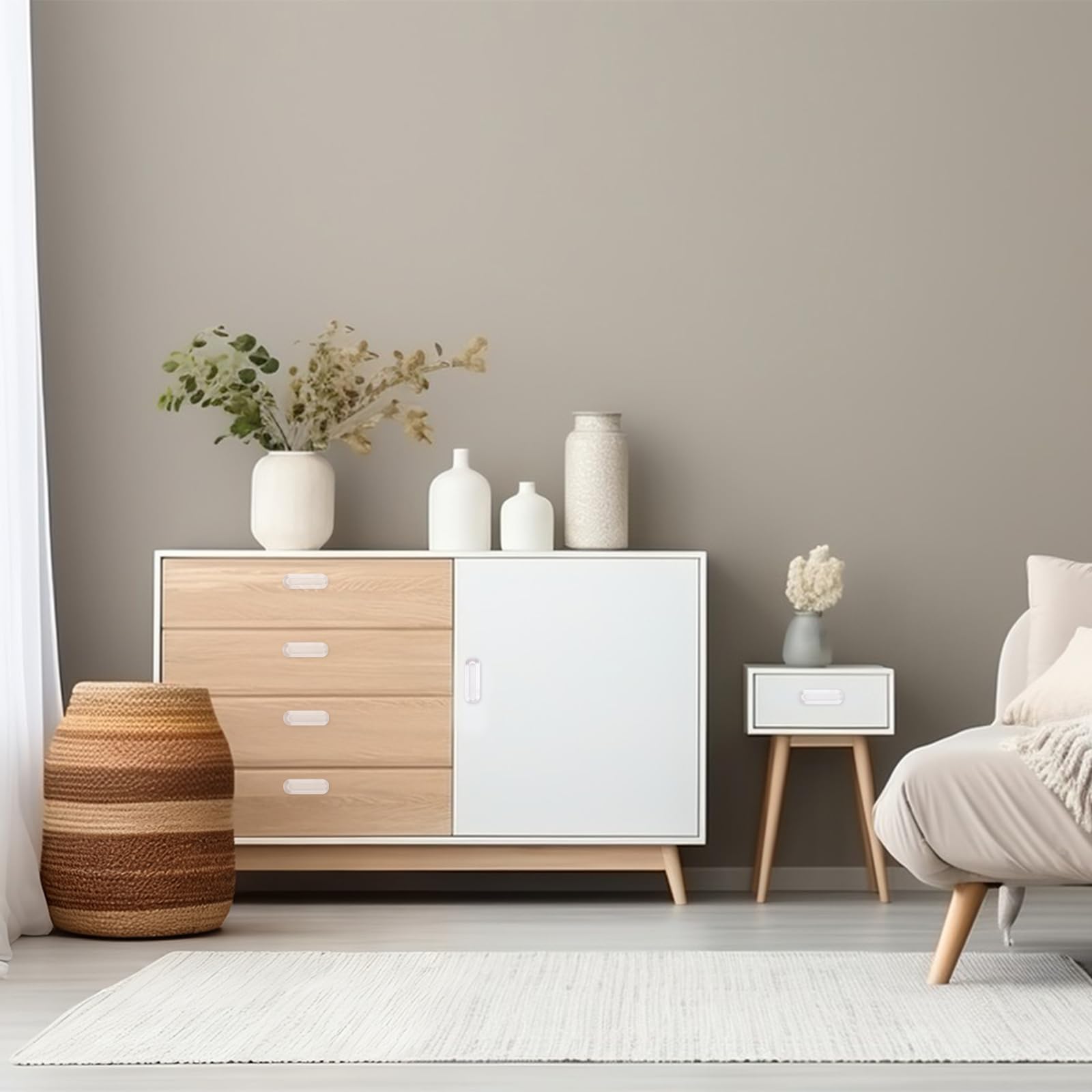 MOROBOR Tiradores autoadhesivos transparentes de PU, 20 piezas, tiradores de dedo empotrados multiusos de forma ovalada, auxiliar instantáneo para puertas corredizas de vidrio de cocina, ventanas