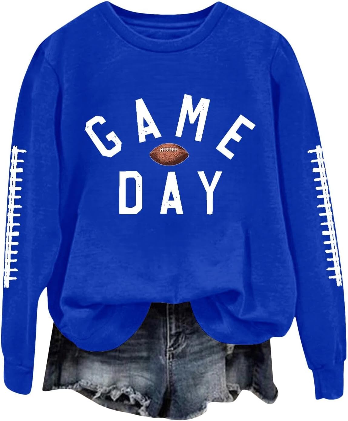 Game Day Football Sweatshirts for Women Graphic Print Pullover Shirts Long Sleeve Crewneck Fall Winter Fashion Tops