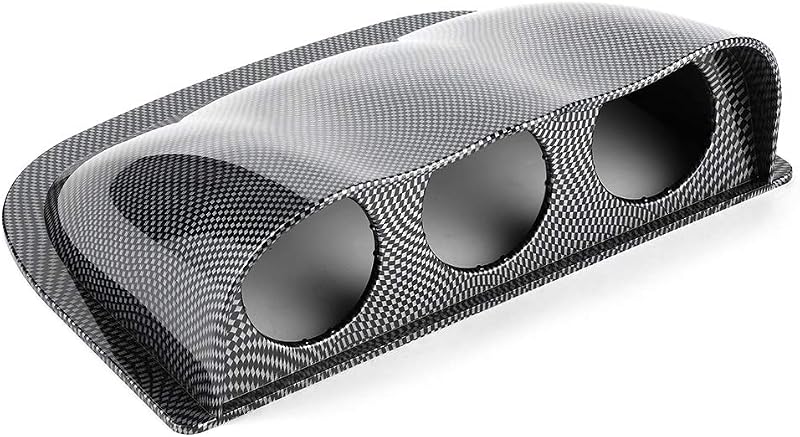 Suporte triplo para manômetros de painel Aramox 52 mm em ABS com acabamento carbono – 3 furos