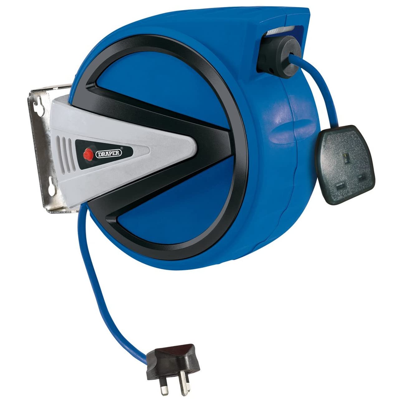 DRAPER 15051 Rollo de cable eléctrico retráctil, azul, 10 m