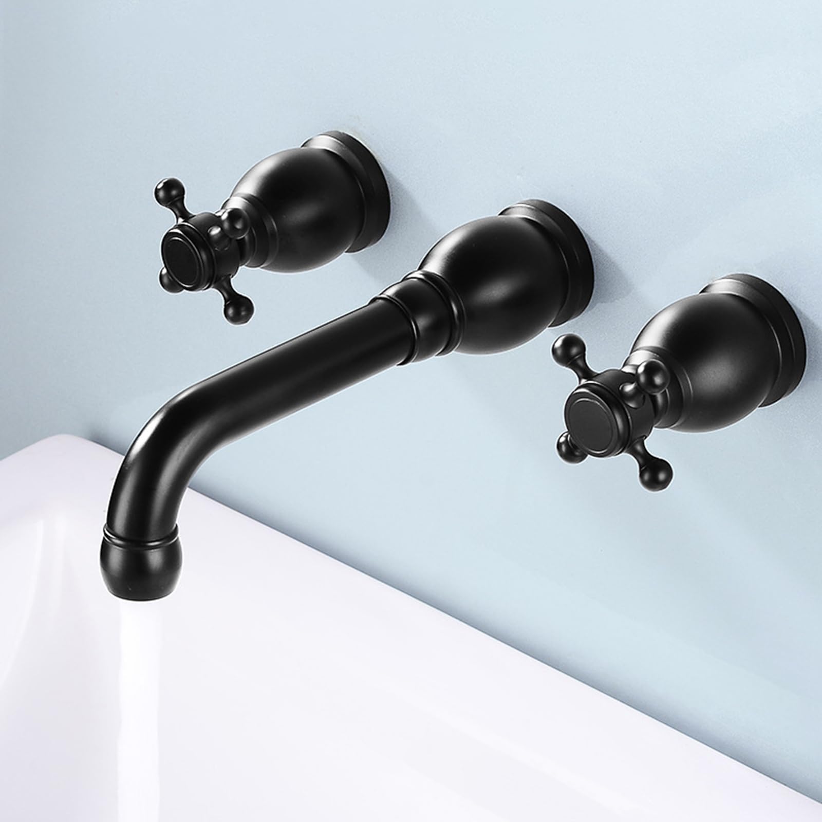 XJTNLB Grifo Lavabo Vintage Antiguo, Grifo Pared Lavabo con Rotación de 360° Griferia Baño Vintage 2 Mandos