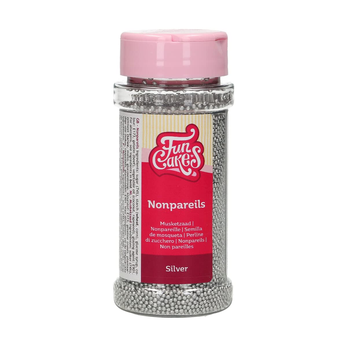 FunCakes Nonpareils Silver: Cake Sprinkles, Great Taste, Perfect for Cake Decorating, Hundreds and Thousands Sprinkles. 80 g.