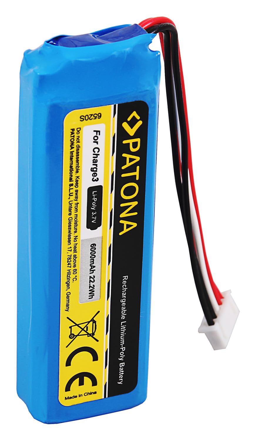 PATONA Zamiennik baterii JBL GSP1029102A (6000mAh) - kompatybilny z JBL Charge 3 (2016)