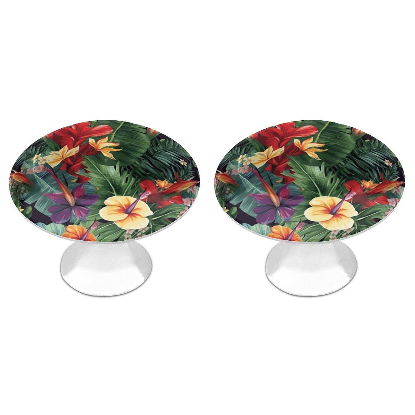 FekiLoot Tropical Plant Flowers Cabinet Knob Kitchen Drawer Knob Stainless Steel Round Drawer Pulls Modern Cabinet Hardware Vintage Dresser Drawer for Kitchen Bathroom Closet Dresser Cabinets