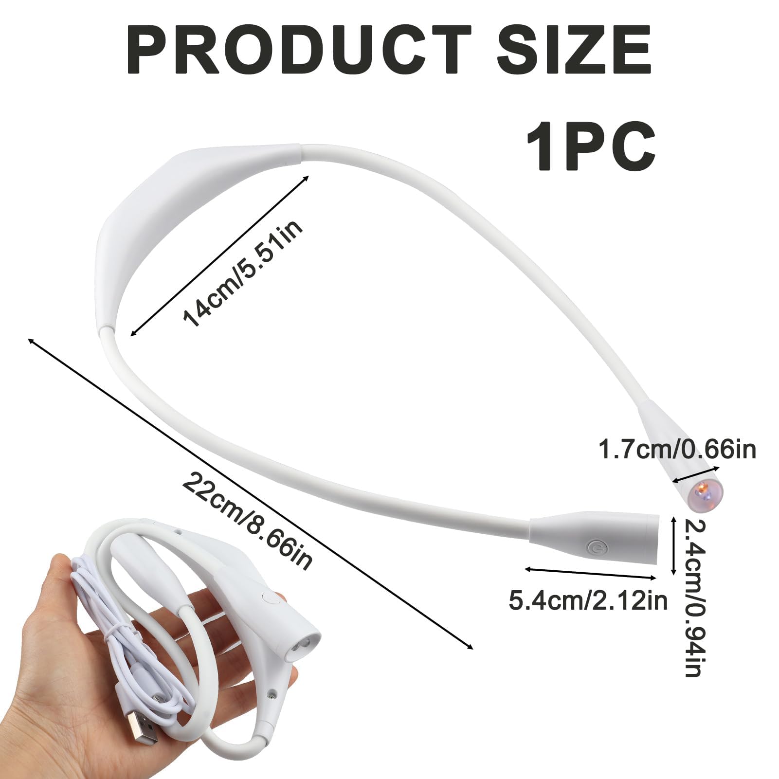 Lámpara de Cuello Lumi Crealis, Luz Ajustable Recargable para Lectura, Ganchillo y Costura, 3 Colores y 9 Niveles de Brillo, Collar Flexible y Rotación 360°, Ideal para Manualidades y Reparaciones