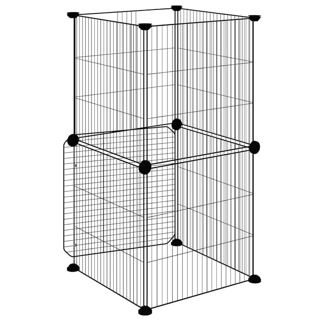 8 piezas jaula para mascotas con puerta negra 35 x 35 cm de acero, rejilla expandible para roedores, conejos, cobayas, hámsters, interiores y exteriores, apartamentos y balcones