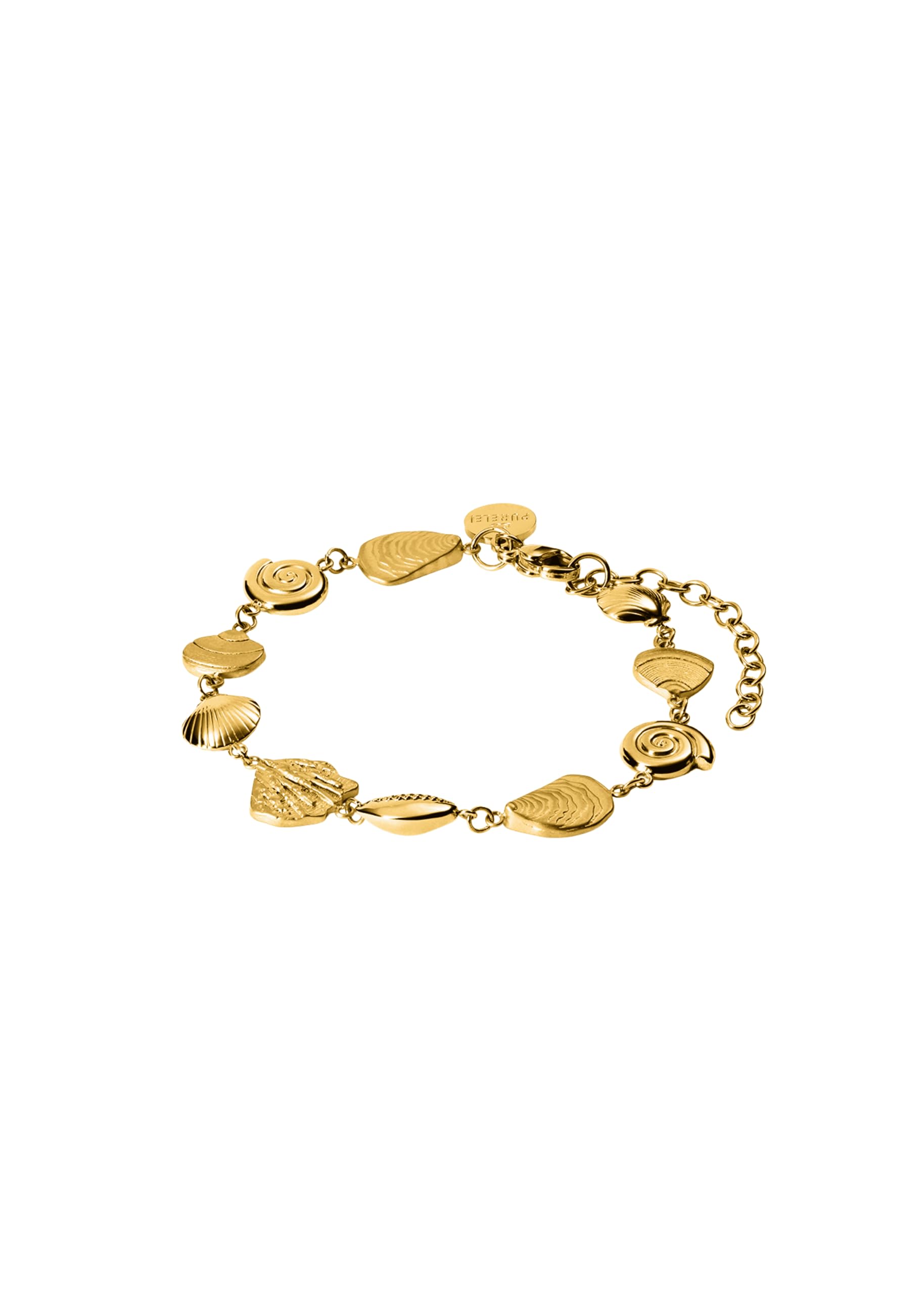 Purelei Ocean Whisper Armband – Maritimes Armband mit Muscheln & Schnecken – 18K vergoldet, Edelstahl – Sommer-Schmuck Damen – Länge 16–20 cm – Wasserfest