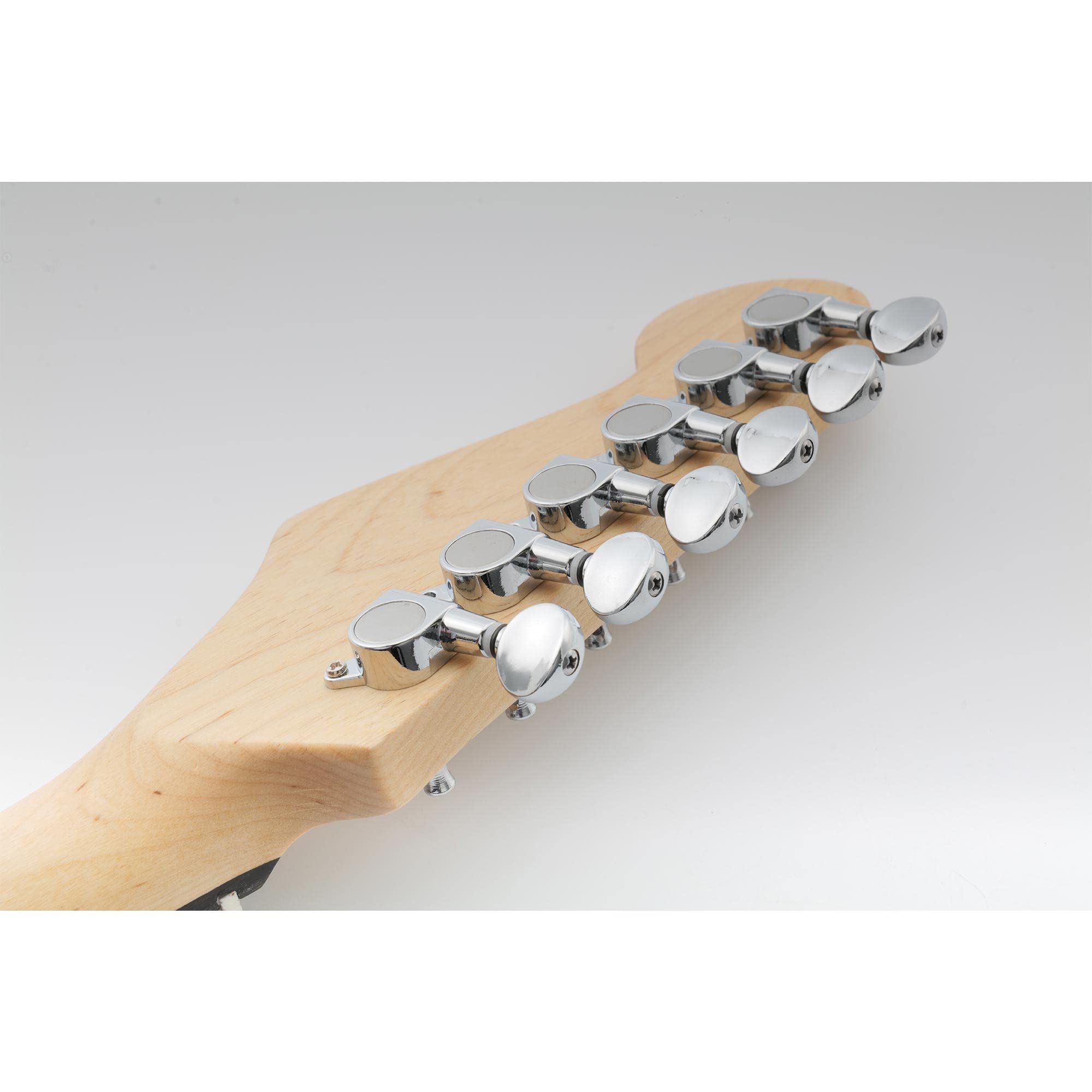 Musiclily Set di Meccaniche in Linea L6 per Chitarra Elettrica tipo Strat Tele, Kidney Button Cromato