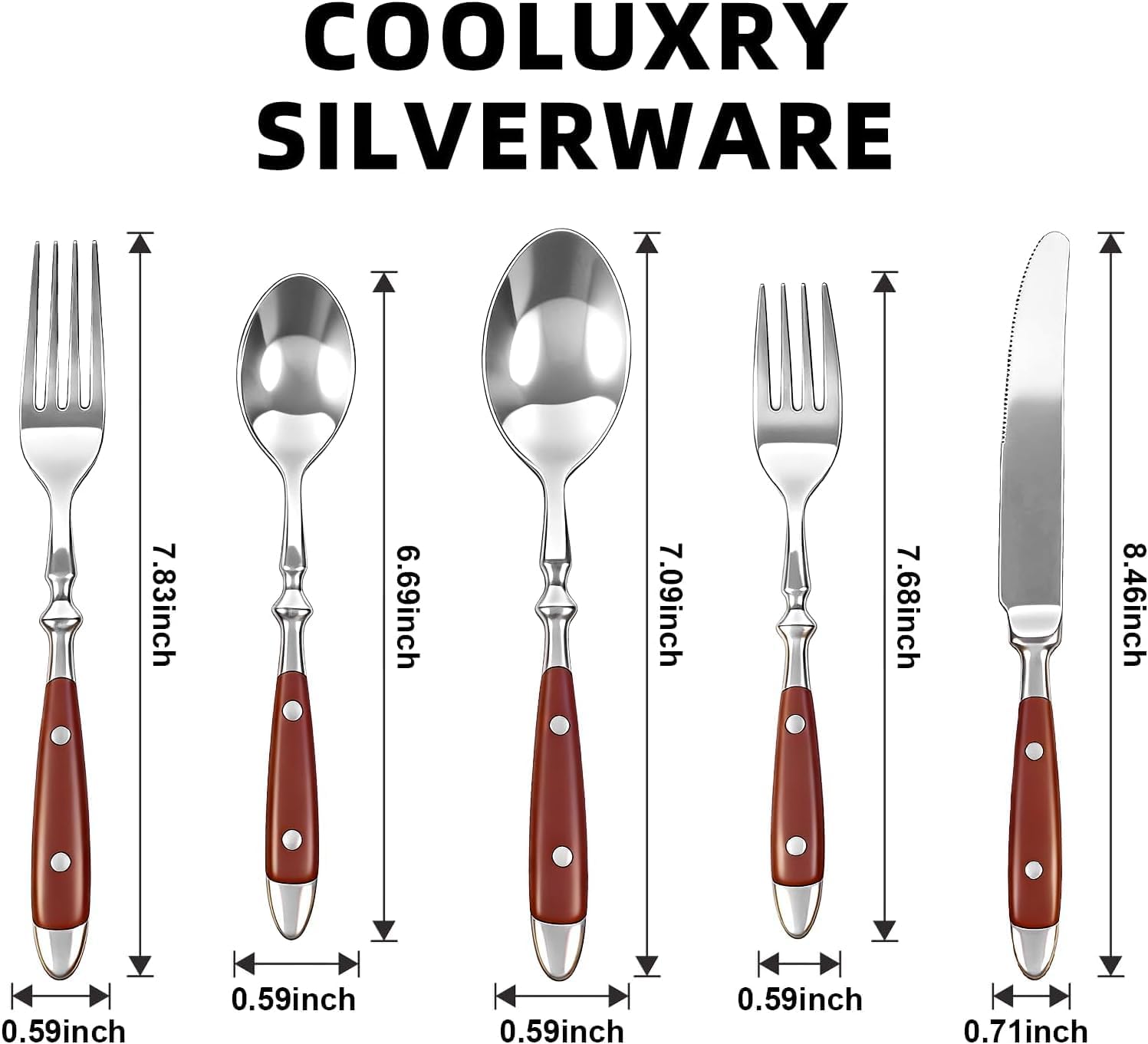 20pcs Brown Silverware Set Service for 4,Vintage Flatware Set with Brown Bakelite Handle, Stainless Steel Cutlery Set, Dishwasher Safe