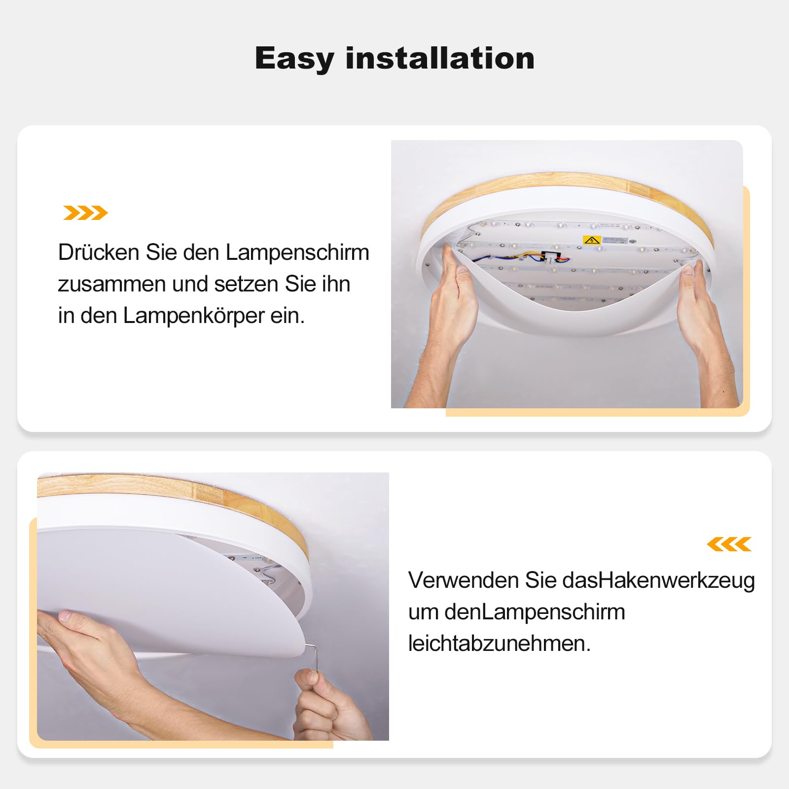 Plafon Led Techo, Plafon Techo Blanco, 4000K, 48W, Ø50 cm | Moderna Lampara Techo Madera, para Dormitorio, Sala de Estar, Comedor, Cocina, Pasillo