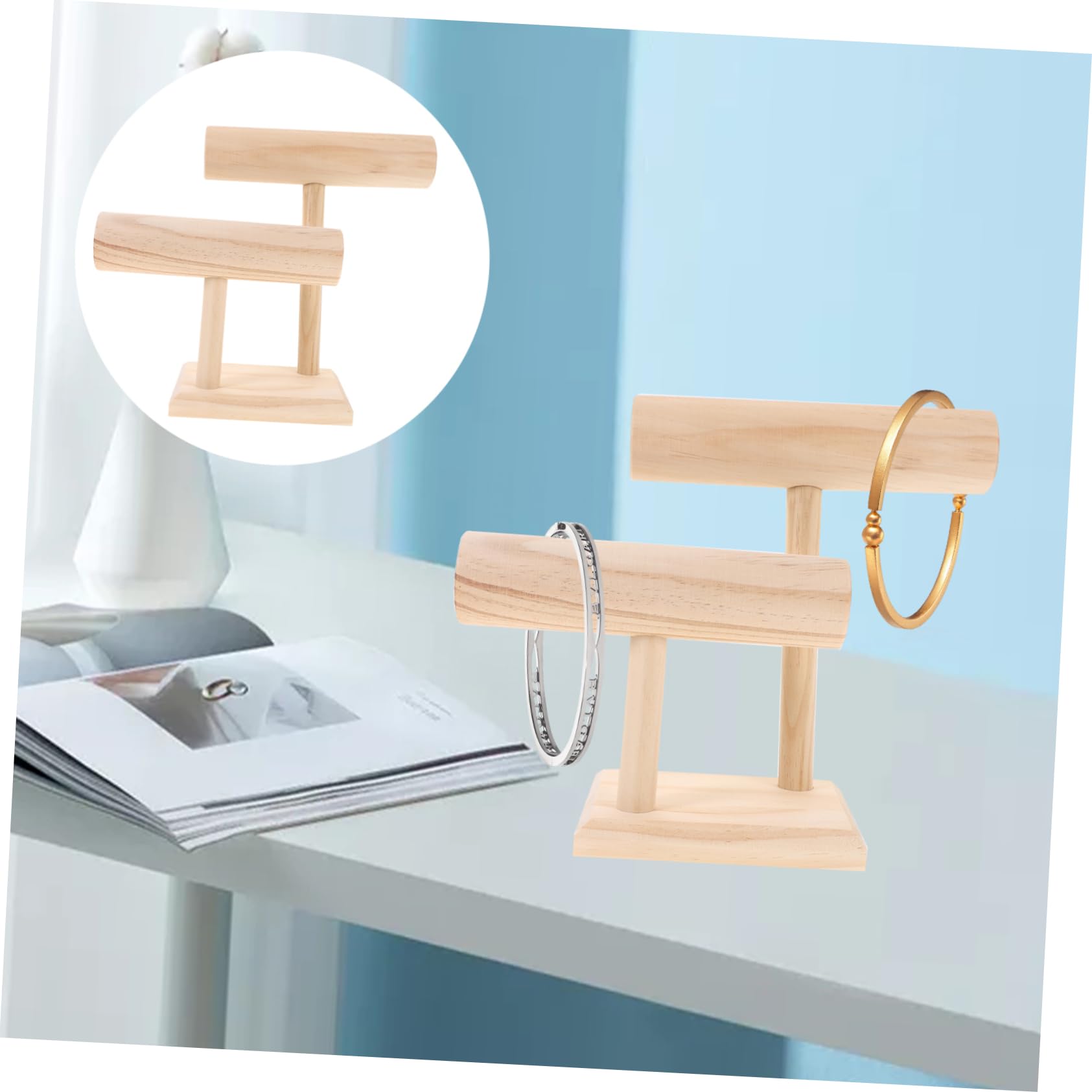 Healvian Legno Gioielli Espositore a 2 Livelli per Collane e Orologi