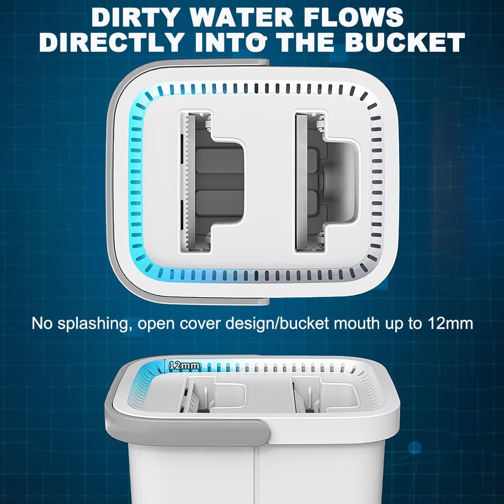 Zestaw mopów do separacji na mokro i na sucho, funkcja namaczania i wykręcania, 360 ° Spin Mop z metalowym uchwytem, 10 ściereczek do wymiany mikrofibry, wiadro do mopa domowego