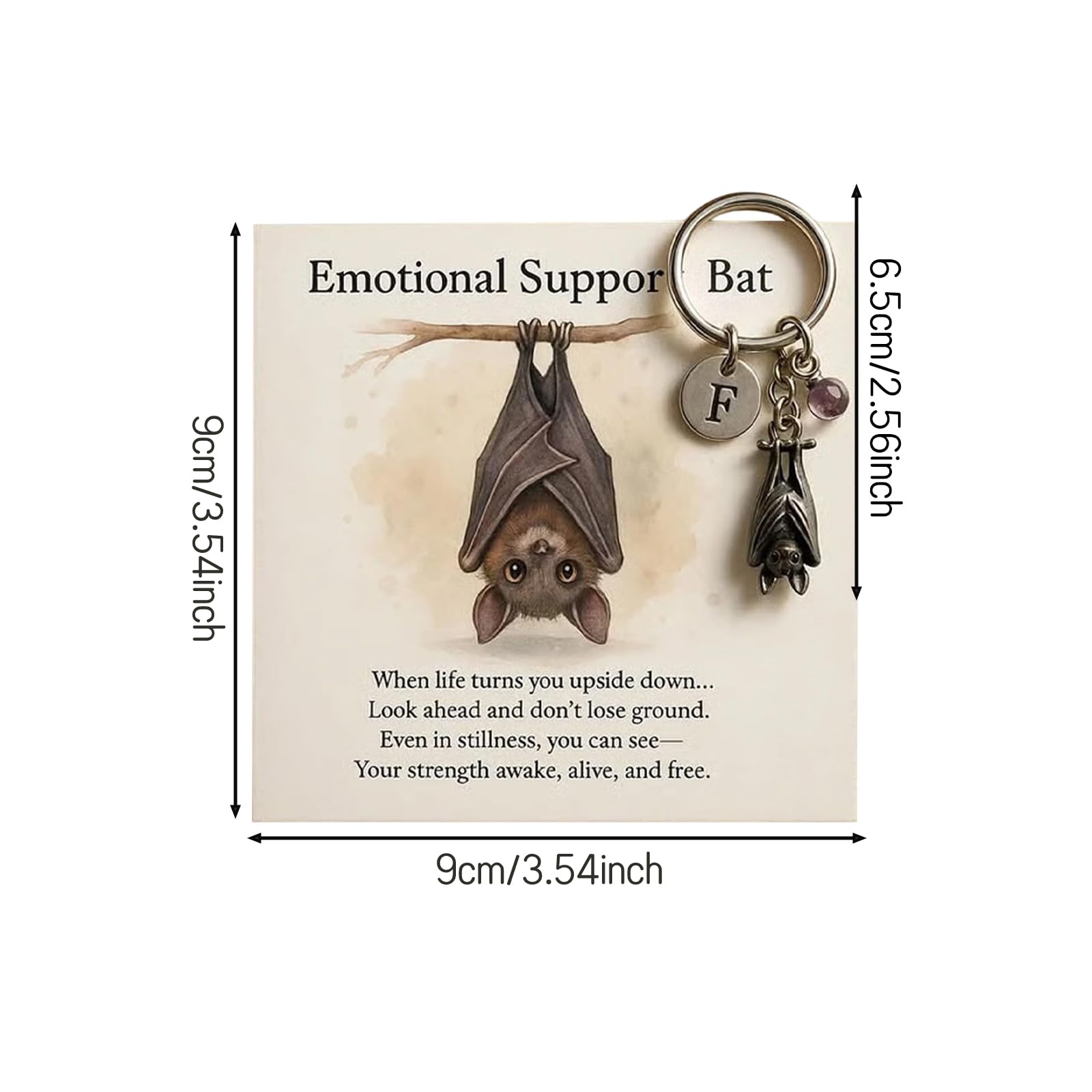 Emotional Bat Inspirational Keychain with Encouragement Verse Card - Metal Pendant Keepsake for Christmas,Bag