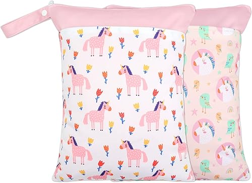 Miniatura 11 de Paquete de 2 bolsas para artículos húmedos y secos para pañales de tela y piezas de extractor de leche, bolsa húmeda reutilizable impermeable con