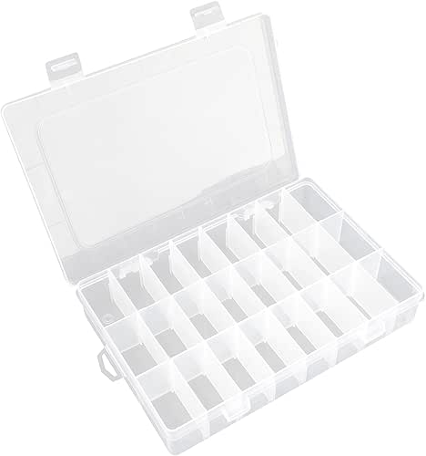 OALCQ 24 Grids Plastic Organizer Box With Dividers Clear Craft
