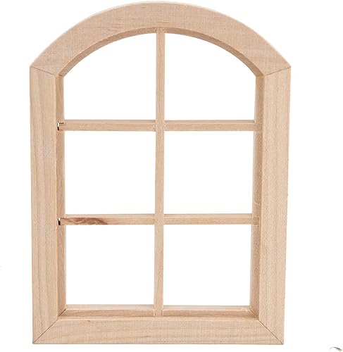Miniatura 3 de 112 Escala casa de muñecas Ventana de madera Miniatura Muñeca Muebles Ventana Arqueada Casa de muñecas Ventana