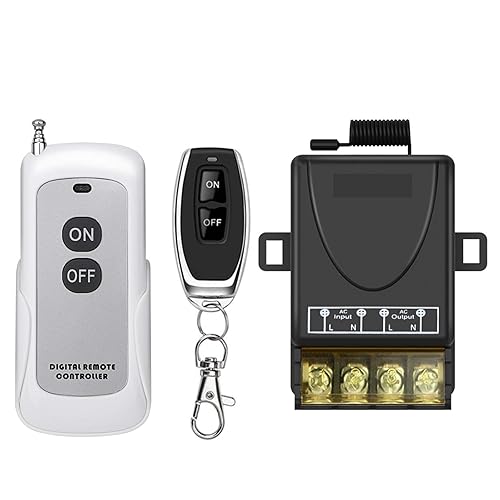 ELECTOP Interruptor de control remoto inalámbrico AC 90V-264V, interruptor RF inalámbrico 30A Relé interruptor de luz con 984 pies 328 pies de largo