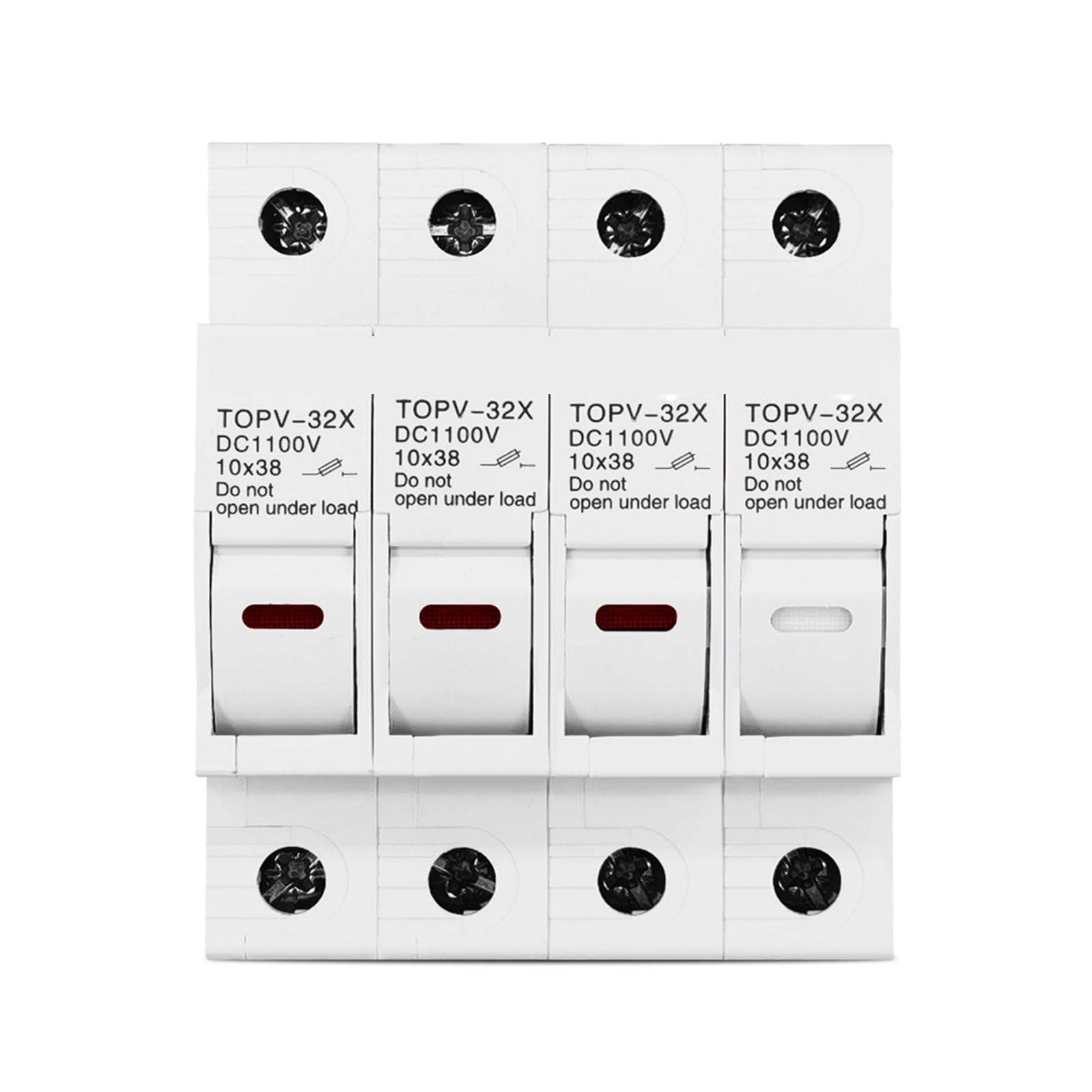 Uchwyt bezpiecznika 4P 1100V DC 10 * 38 mm wysokiego napięcia Solar PV TOPV-32 podstawa fotowoltaiczna ochrona systemu ochraniacz LED