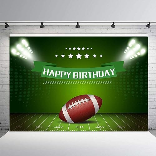 Miniatura 3 de MEHOFOTO - Fondo de fotografía de fútbol americano con temática de niño feliz cumpleaños, decoración de fiesta, rugby, deportes, campo de fútbol,