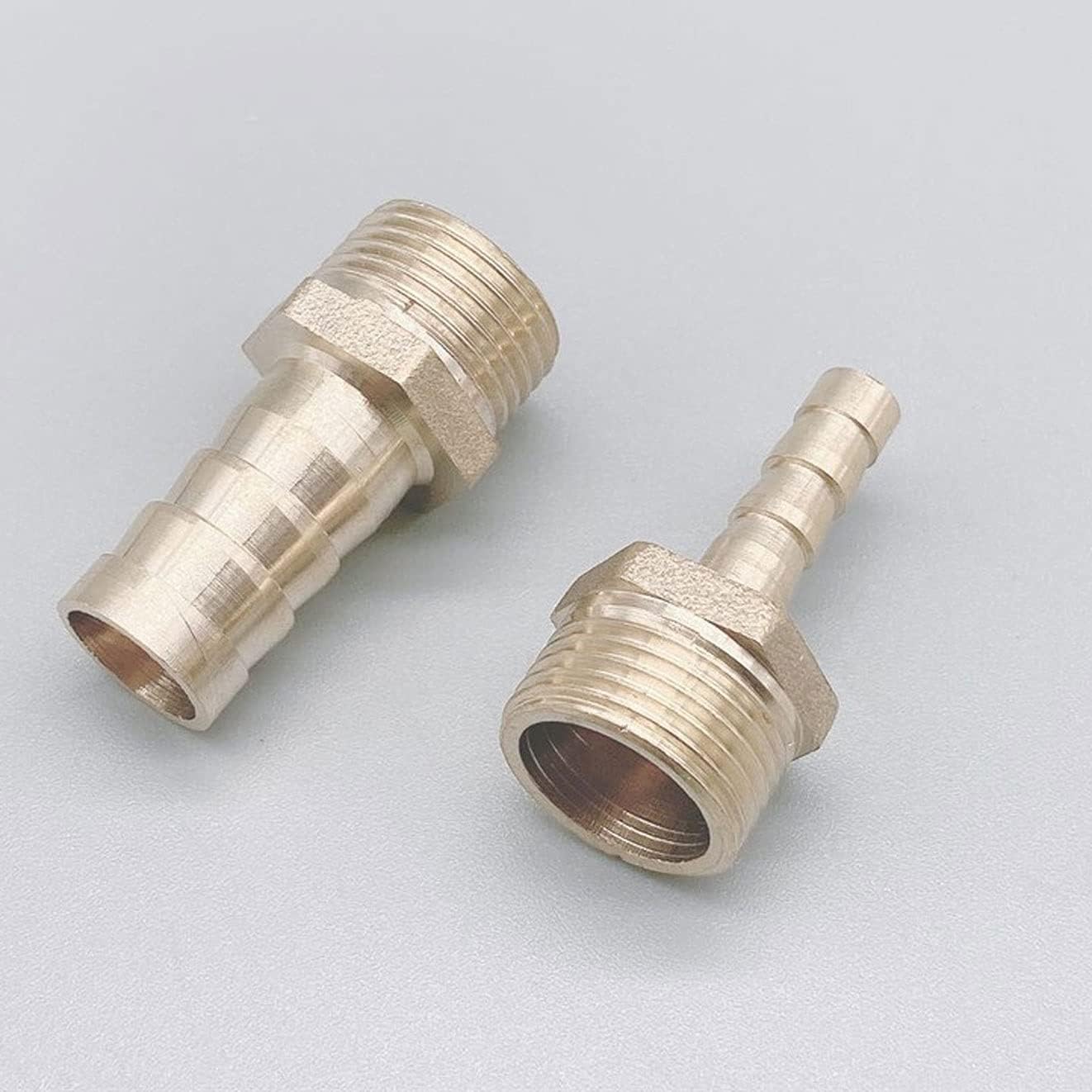 Garden Hose Fitting Connector,Brass Pipe Fitting 4mm-19mm Hose Barb Tail 1/8" 1/4" 1/2" 3/8" BSP Male Connector Joint Copper Coupler Adapter, Long Service Life (Color : 8mm, Size : 1/2") (Color : 6mm