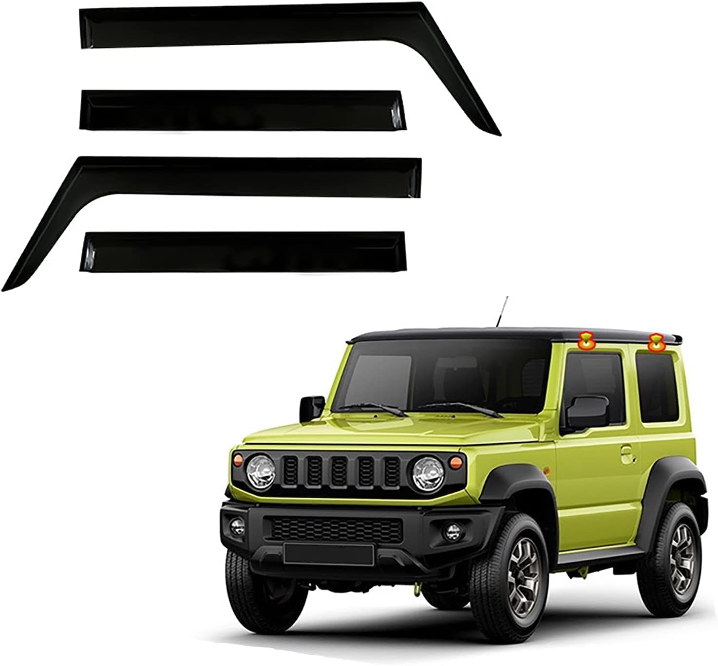 PANXUC Car Wind Deflectors for Suzuki Jimmy MK4 JB64W-JB74W Lengthen 2019, Side Window Wind Rain Deflector Window Visor Sun Rain Guard Smoke Guards
