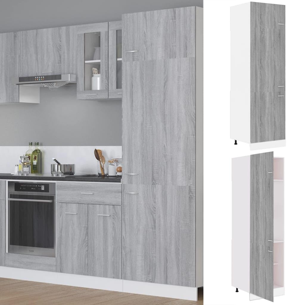 vidaXL Armadio per Frigo “Lyon” Grigio Sonoma 60x57x207 cm