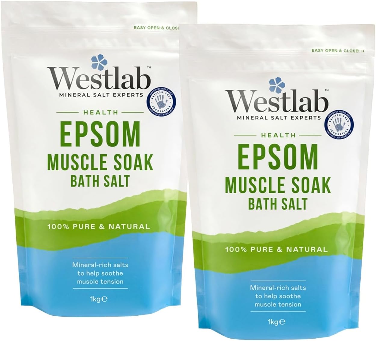 Westlab Reviving Epsom Salt, 1kg (Pack of 2)