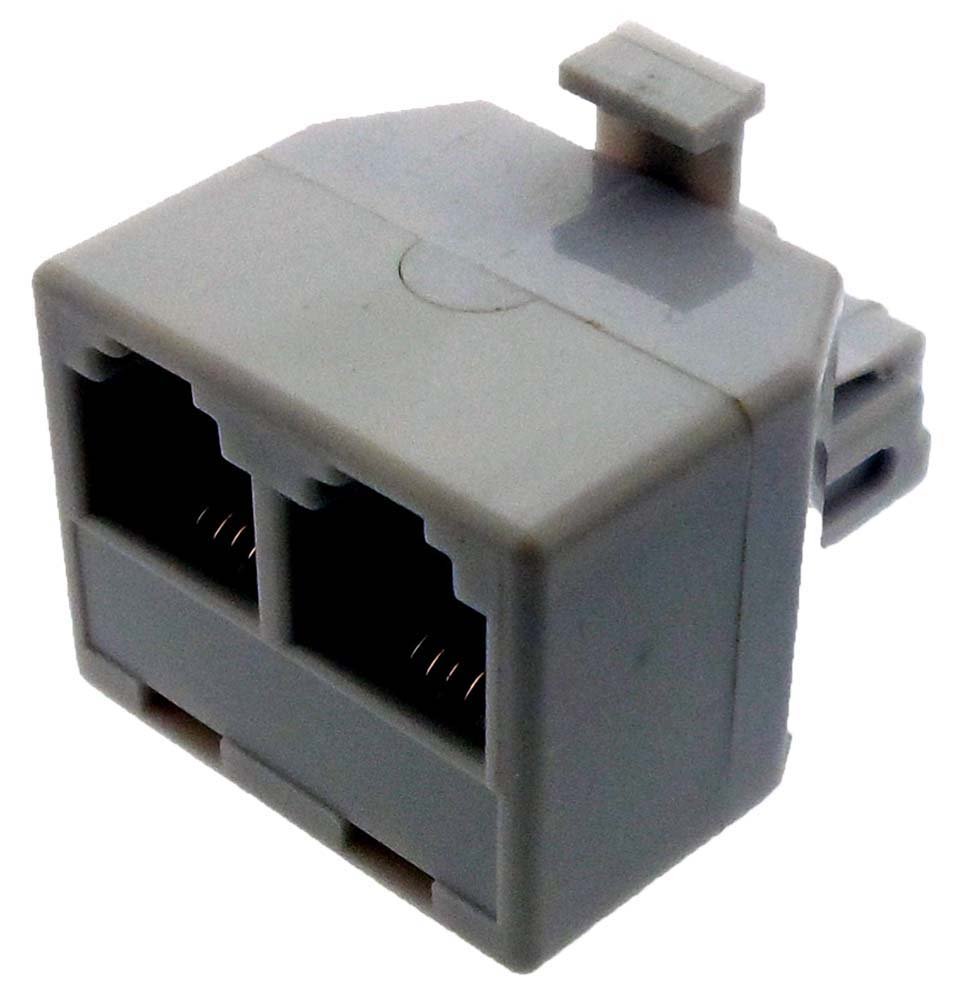 DOVETAIL (2 Pack) 2-Outlet Modular Plastic Duplex Telephone Jack | Premium & Convenient | Ideal for Fax Machine Connection | Durable Material