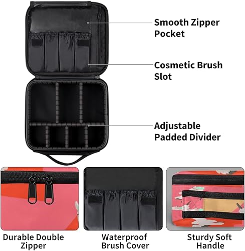 Miniatura 4 de Bolsa de maquillaje de viaje para mujer, grande, cuadrada, portátil, portátil, profesional, coqueta, estuche de cosméticos con asa, arte de yoga de