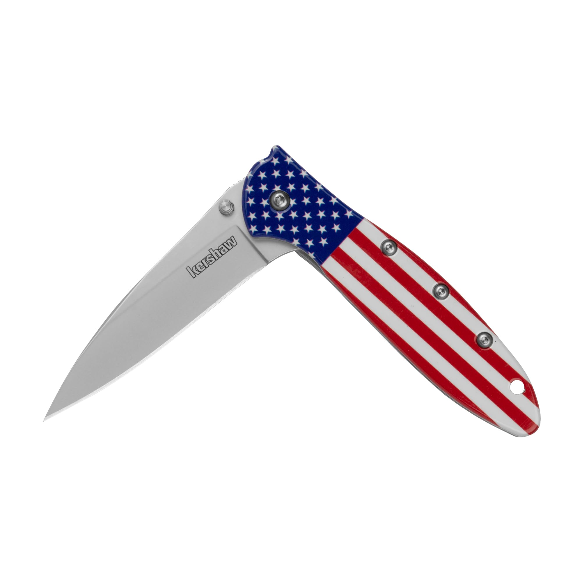 Kershaw Leek, BlackWash Pocket Knife (1660BLKW); 3 Sandvik 14C28N Steel Blade, 410 Stainless Steel Handle, BlackWash Finish, SpeedSafe Assisted Open, Frame and Tip Locks, Reversible Pocketclip; 3 OZ