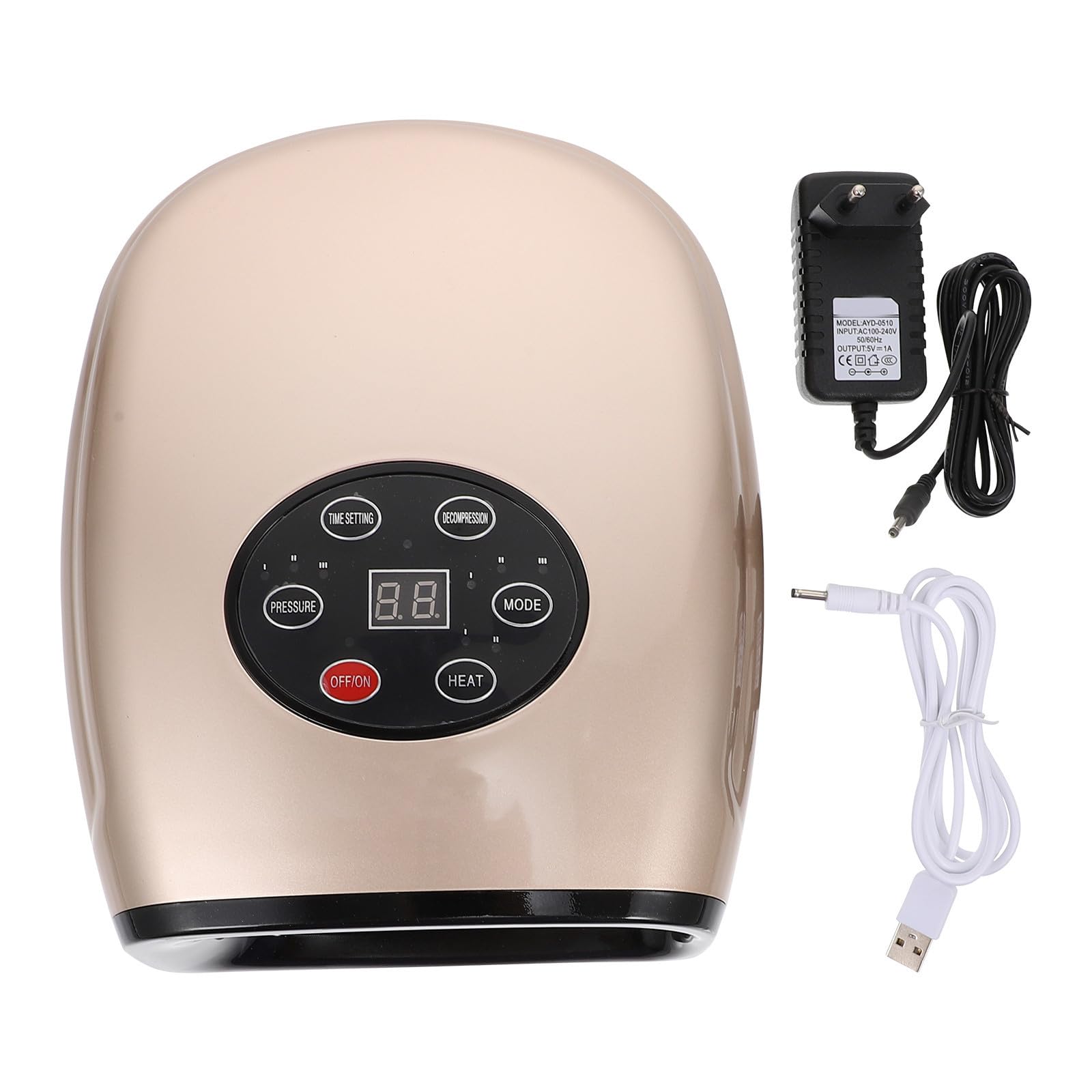 Elektrisches Handmassagegerät mit 2200mah, 6w, Gold | Kunststoffgehäuse, 3 Stufen und 3 Modi, Tragbar und Leicht, 5v 1a, 5–15 Minuten