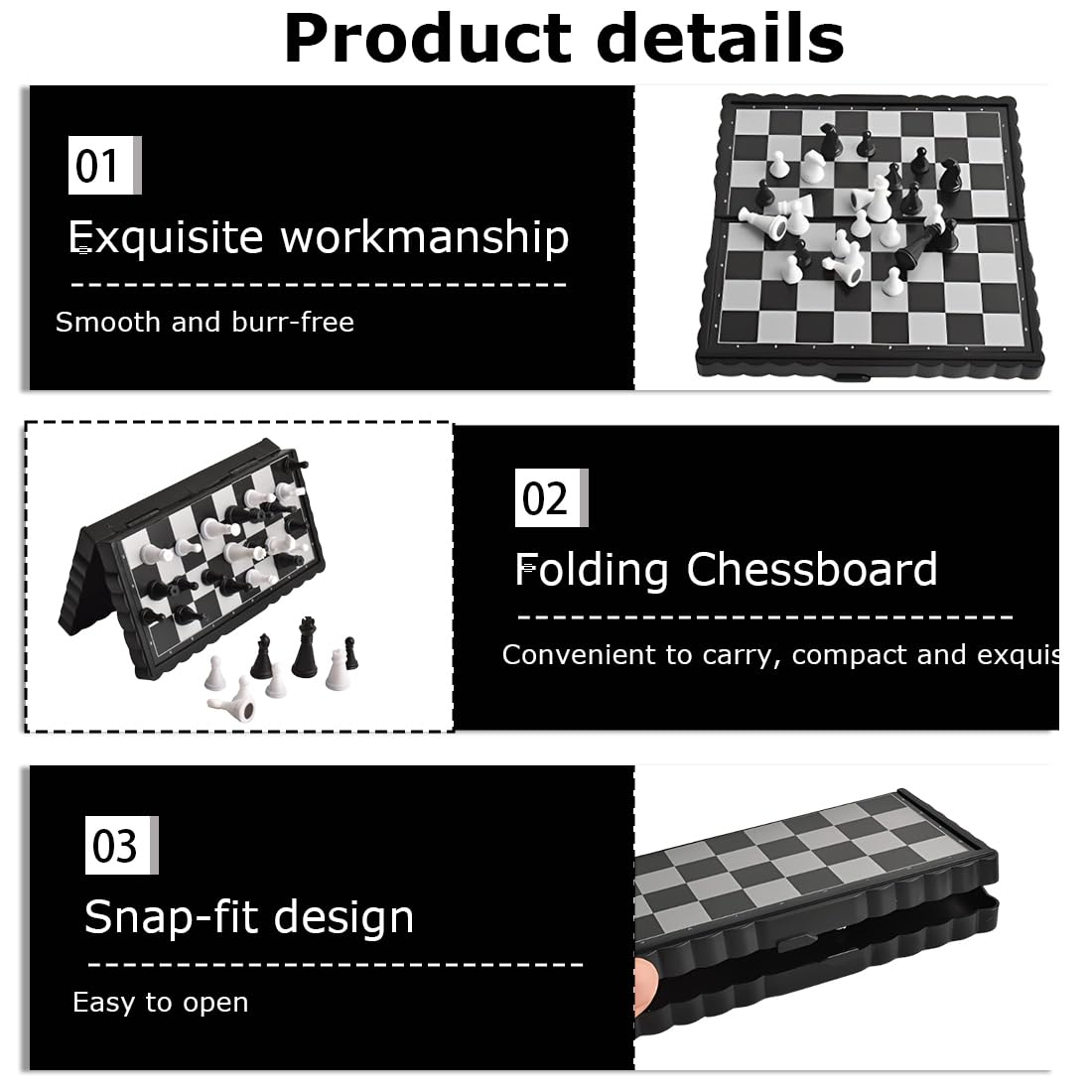 Reiseschach Mini Schach Magnetisch Hochwertig Klappbare Schachbrett - Reise Schachspiel für Erwachsene Kinder - Chess Set (13 Zentimeter)