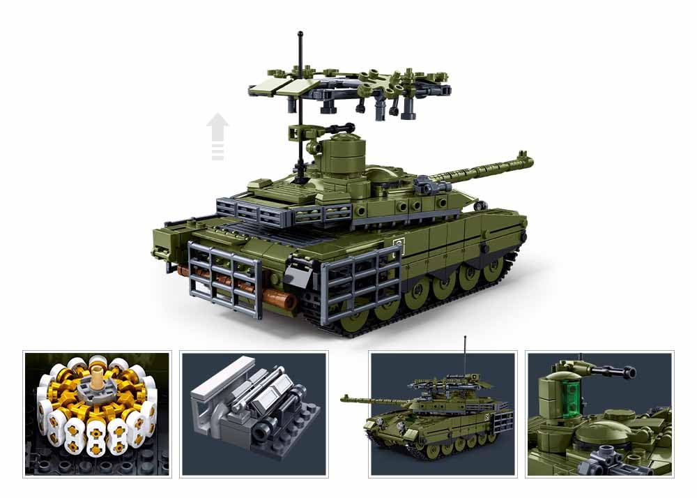 Sluban ModelBricks T-90M-S Militärpanzer, Maßstab 1:35, 811 Teile, mit 2 Minifiguren, für Kinder von 6 bis 12 Jahren