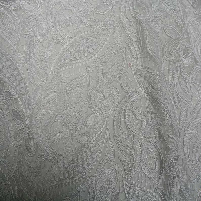 White Creation Glitter Embroidered Mesh Fabric, Cut by The Yard Lace Netting Material Ideal for Sewing, Dresses, Gowns, Skirts, Veils, DIY, Arts & Crafts, Drapery, Tablecloths, Home Décor Etc