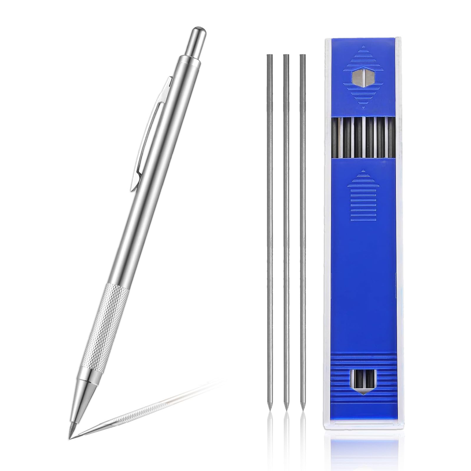 Full Metal Mechanical Pencil 2.0 mm Mechanical Lead Holder Clutch Pencil Artist Mechanical Pencils for Drawing, Sketching