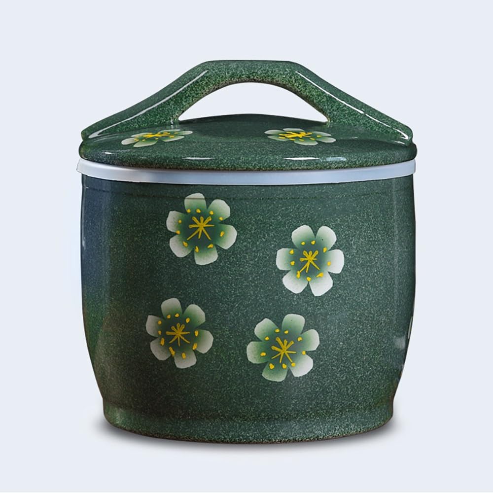 SXYHCK Chinese Sealed Rice Pot Large-Capacity Grain Storage Container Ceramic Rice Dispenser Airtight Porcelain Storage Bucket For Grain Snack Candy(22lbs/10kg)