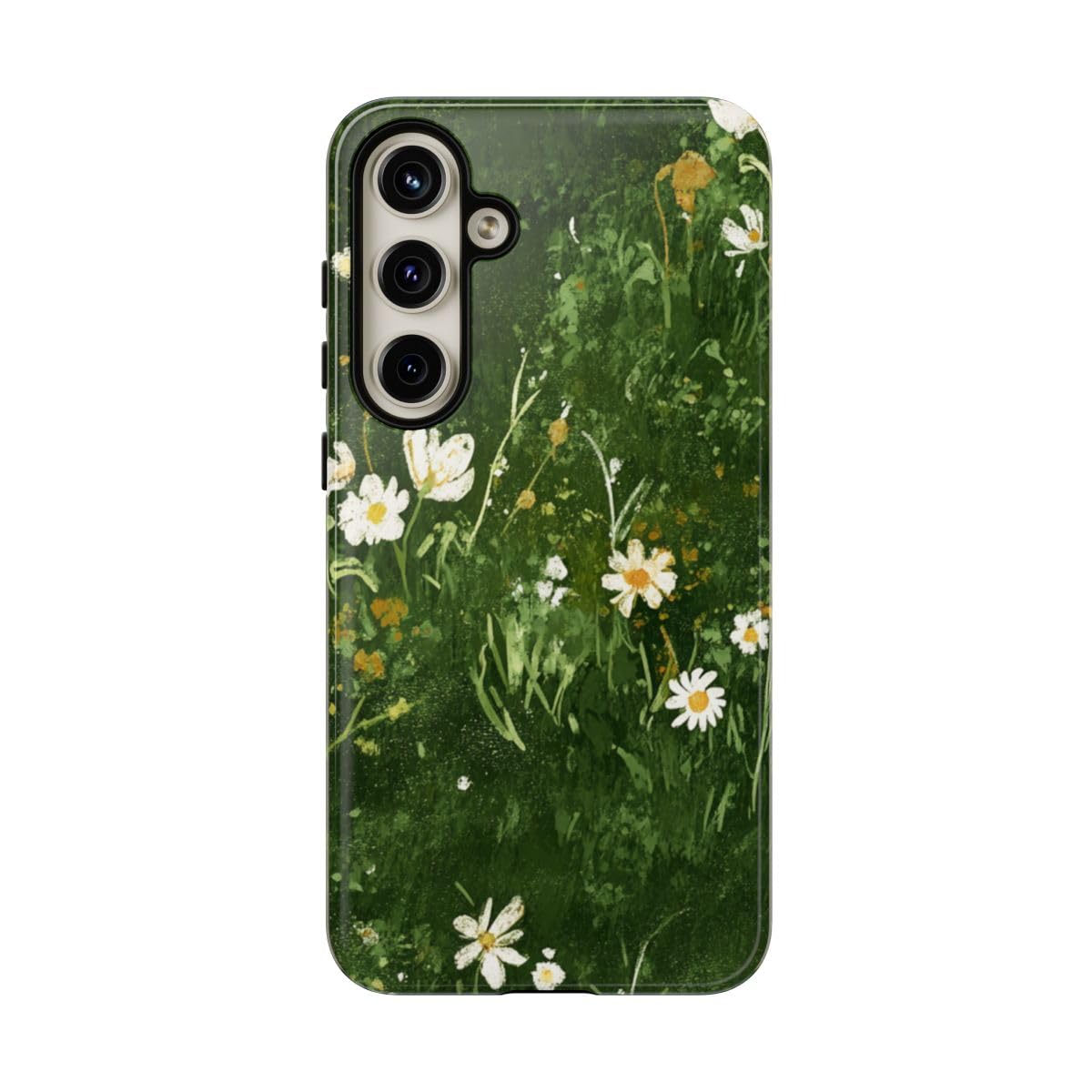 Coque Samsung S24 Plus rigide antichoc motif fleurs vertes