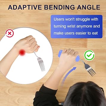 Adaptive Weighted Silverware Utensils Angled Fork for Hand Tremors Parkinsons,Weighted Utensils with Non-Slip Easy Grip Handles for Independent Eating(Left Hand,Purple,Pack of 1)