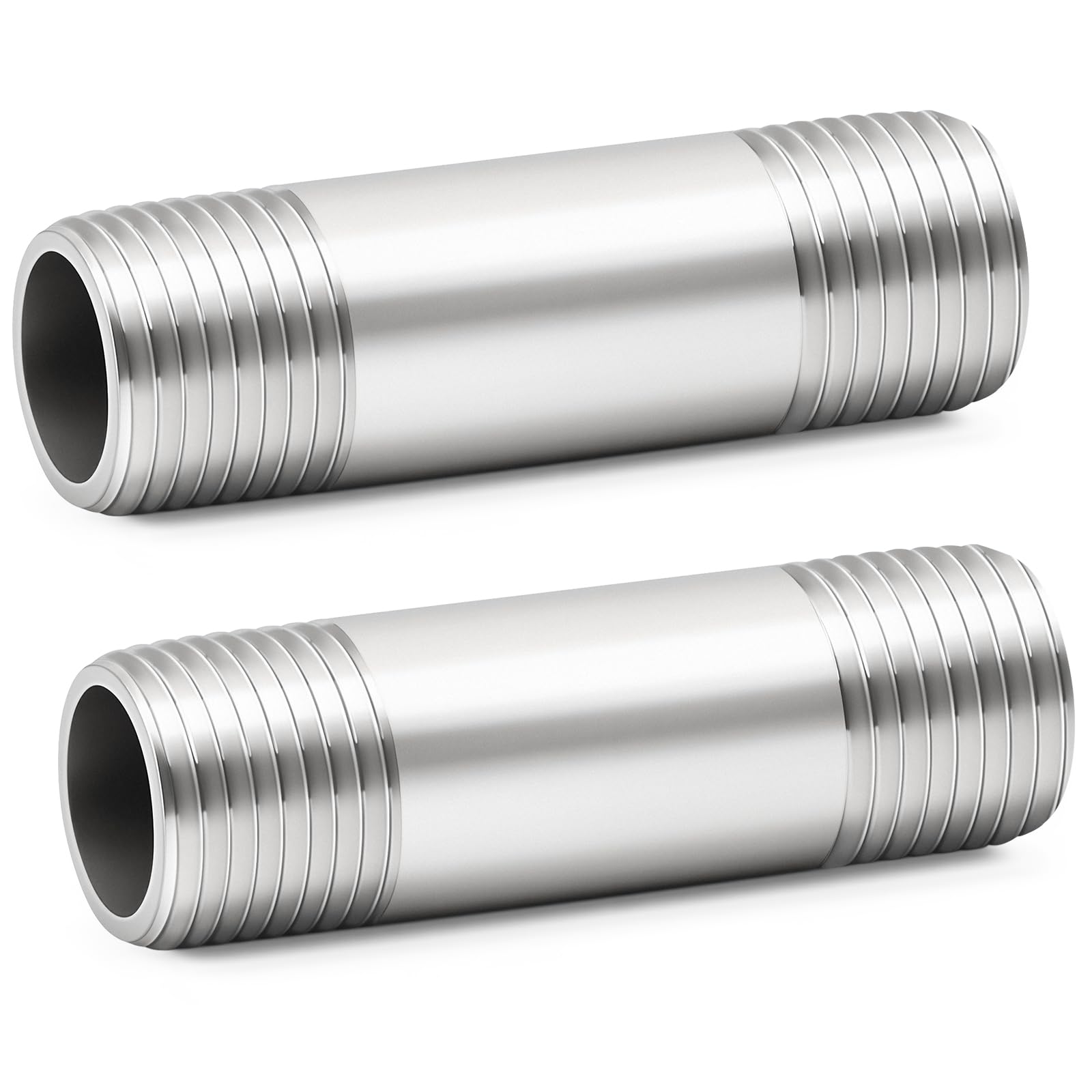 ChillWaves 304 Stainless Steel Pipe Fitting, Nipple Cast Pipe 3/4" NPT Male x 3/4" NPT Male Thread 2" Length(50MM)(2-PACK)