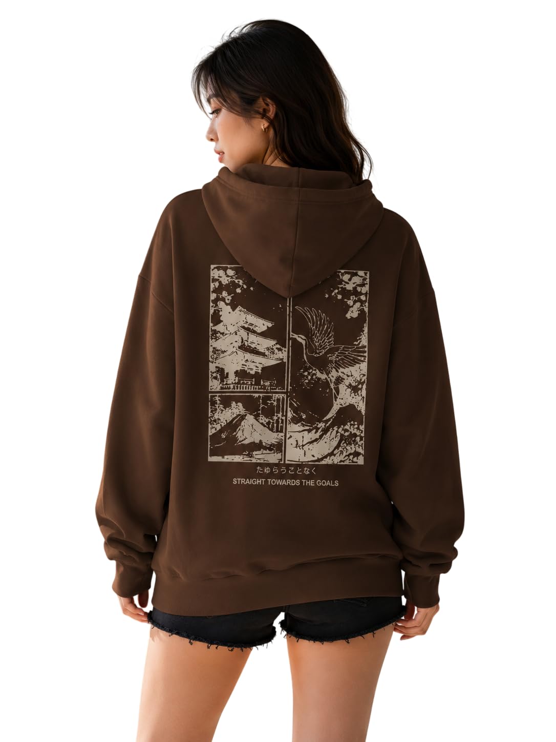 Women's Oversized Hoodie Sweatshirt | Graphic Back Print Hooded Pullover | Long Sleeve Fleece Hoodie with Kangaroo Pocket | Casual Winter Wear-image-16