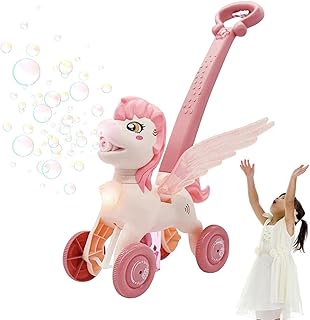 Bubble Lawn Mower | Upgraded Bubble Blowing Machine with Music and Lights | Automatic Blower Push Cart Toys for Preschool Kids Boys Girls Aged 3 4 5 6 7 8 Unniq