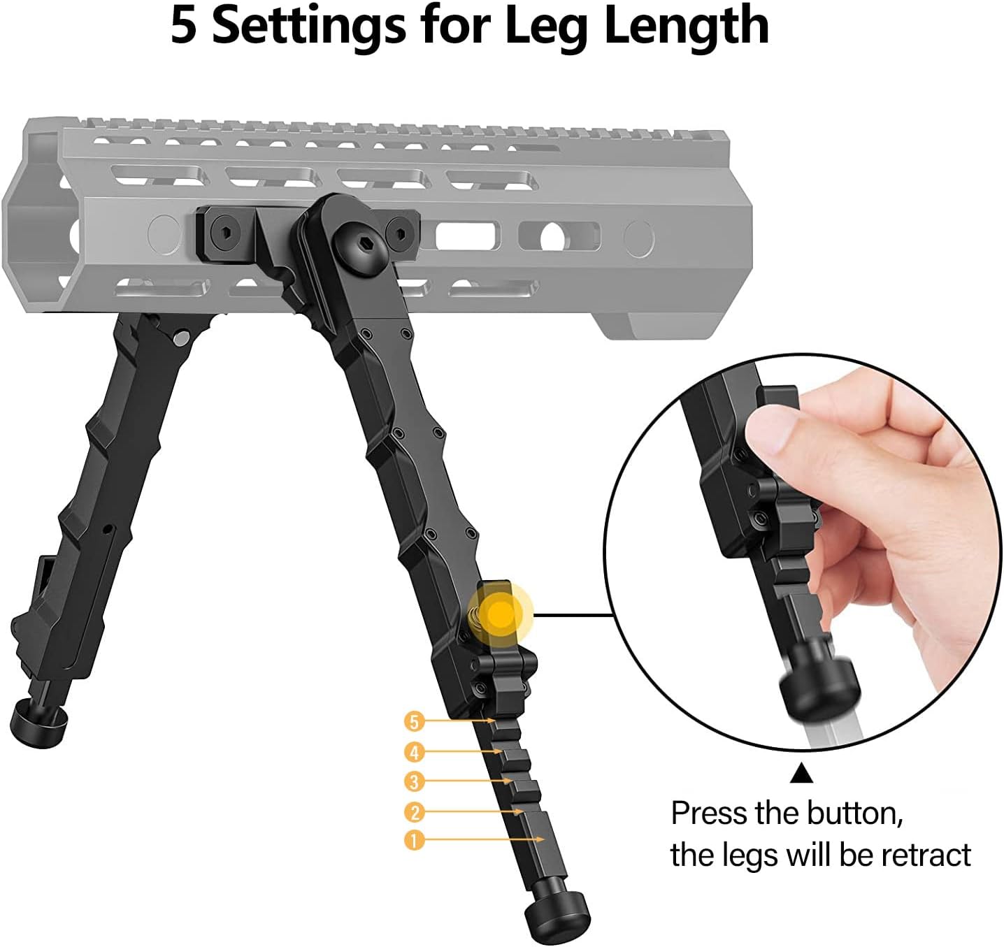 Rifle Bipod Adjustable 7.5-9 inches Inch Bipods for Hunting and Shooting