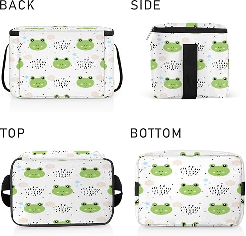 Miniatura 4 de QsirBC Lindas ranas de dibujos animados aisladas, bolsa de almuerzo reutilizable para mujeres, bolsa cuadrada de comida para adultos y hombres,