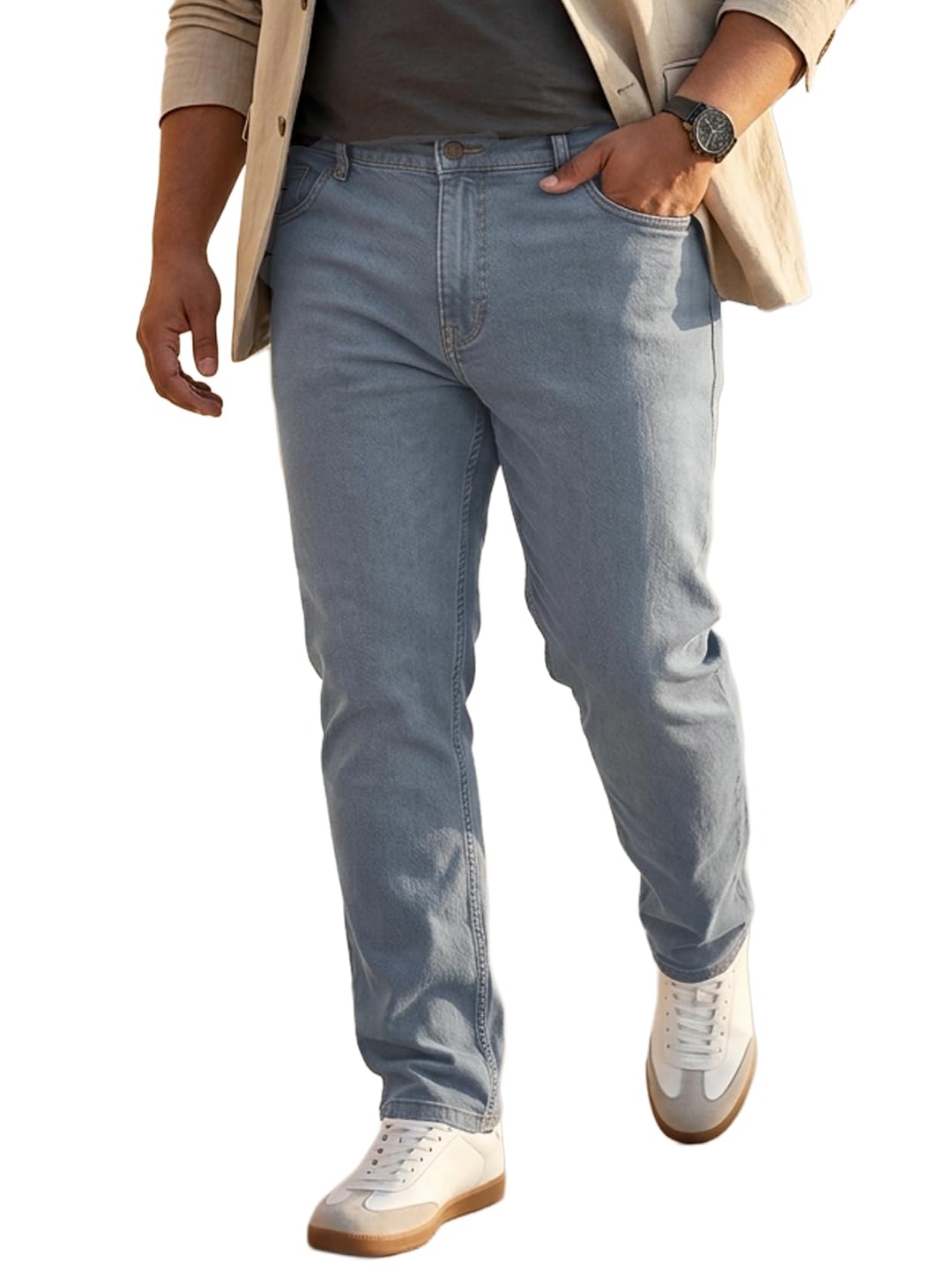 urbano plus Men's Light Grey Regular Fit Solid Jeans Stretchable (plusepsjeanp-lgrey-44-01)-picture-13